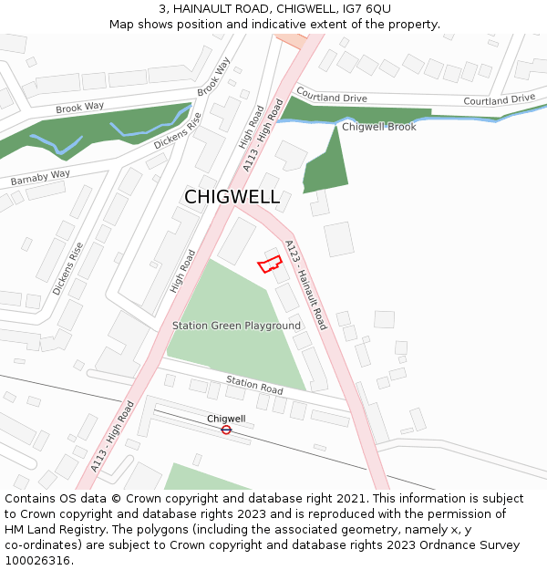 3, HAINAULT ROAD, CHIGWELL, IG7 6QU: Location map and indicative extent of plot