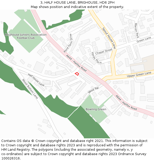 3, HALF HOUSE LANE, BRIGHOUSE, HD6 2PH: Location map and indicative extent of plot