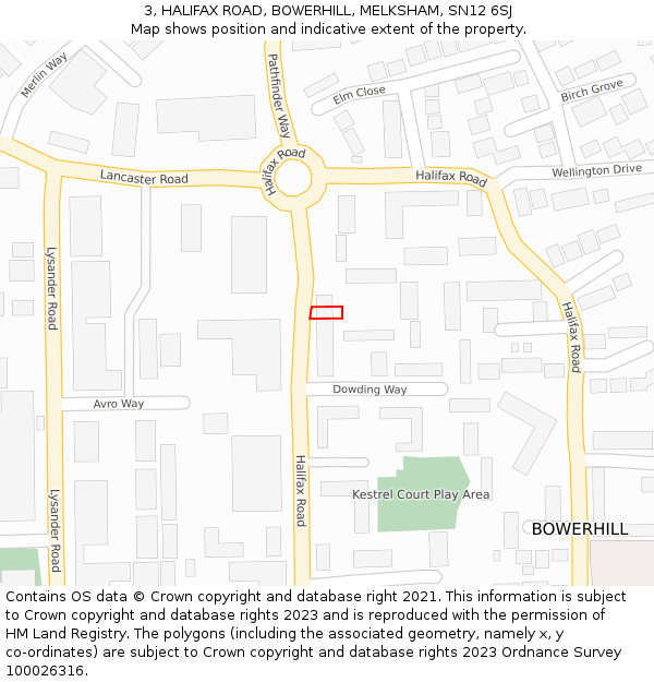 3, HALIFAX ROAD, BOWERHILL, MELKSHAM, SN12 6SJ: Location map and indicative extent of plot