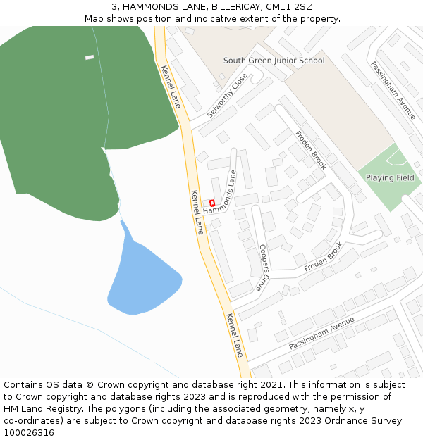 3, HAMMONDS LANE, BILLERICAY, CM11 2SZ: Location map and indicative extent of plot