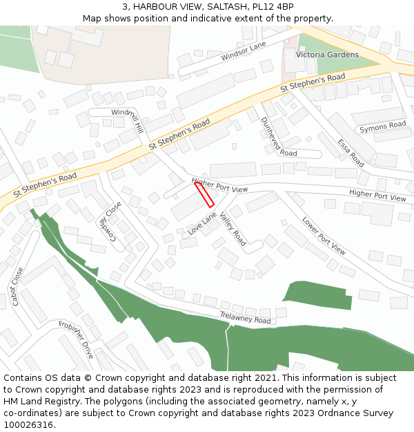 3, HARBOUR VIEW, SALTASH, PL12 4BP: Location map and indicative extent of plot