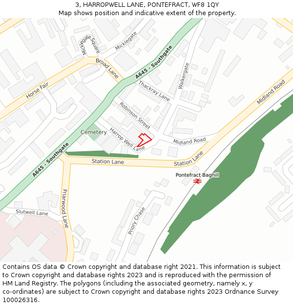 3, HARROPWELL LANE, PONTEFRACT, WF8 1QY: Location map and indicative extent of plot