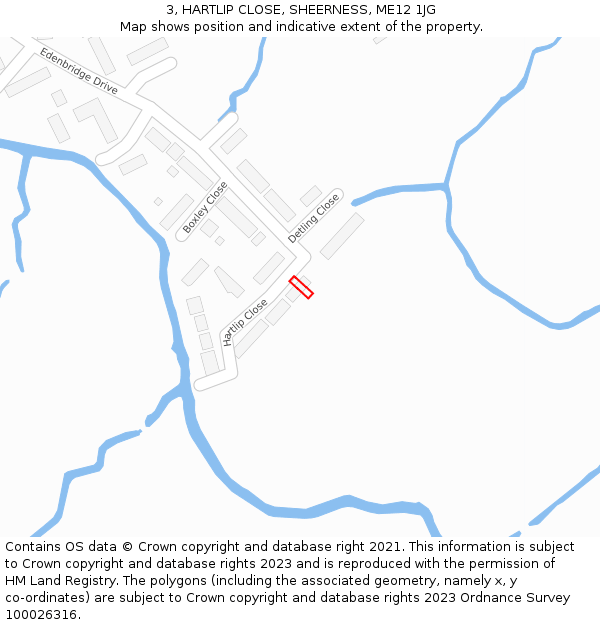 3, HARTLIP CLOSE, SHEERNESS, ME12 1JG: Location map and indicative extent of plot