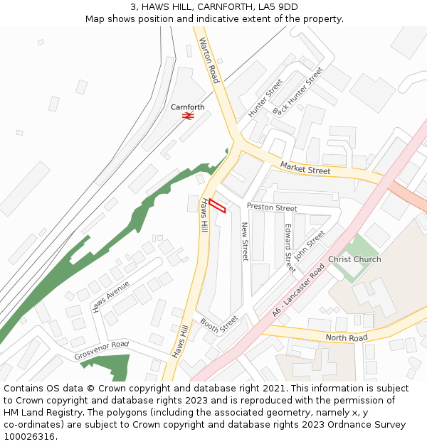 3, HAWS HILL, CARNFORTH, LA5 9DD: Location map and indicative extent of plot