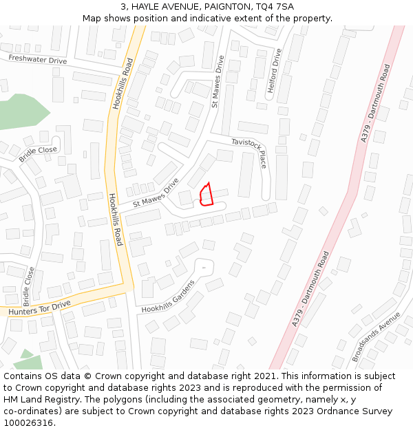 3, HAYLE AVENUE, PAIGNTON, TQ4 7SA: Location map and indicative extent of plot