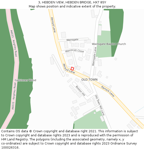 3, HEBDEN VIEW, HEBDEN BRIDGE, HX7 8SY: Location map and indicative extent of plot