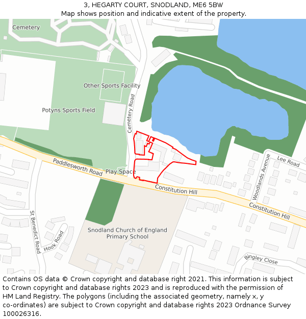 3, HEGARTY COURT, SNODLAND, ME6 5BW: Location map and indicative extent of plot