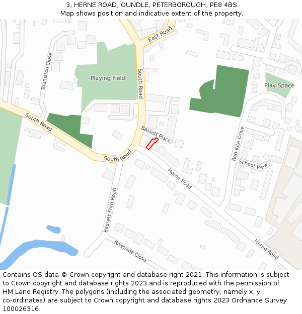 3, HERNE ROAD, OUNDLE, PETERBOROUGH, PE8 4BS: Location map and indicative extent of plot