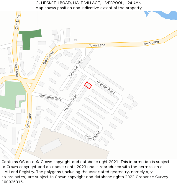 3, HESKETH ROAD, HALE VILLAGE, LIVERPOOL, L24 4AN: Location map and indicative extent of plot