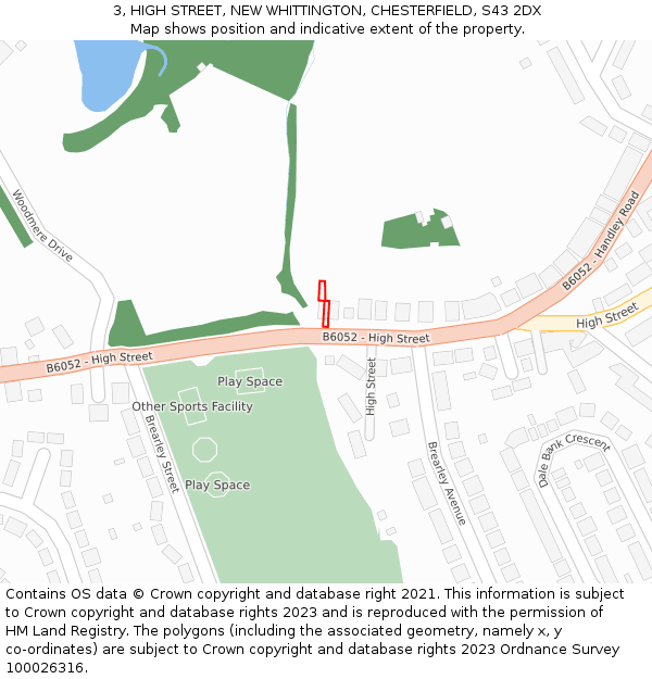 3, HIGH STREET, NEW WHITTINGTON, CHESTERFIELD, S43 2DX: Location map and indicative extent of plot