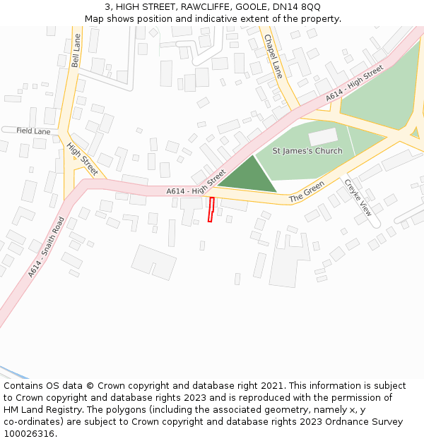 3, HIGH STREET, RAWCLIFFE, GOOLE, DN14 8QQ: Location map and indicative extent of plot