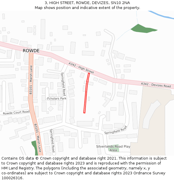 3, HIGH STREET, ROWDE, DEVIZES, SN10 2NA: Location map and indicative extent of plot