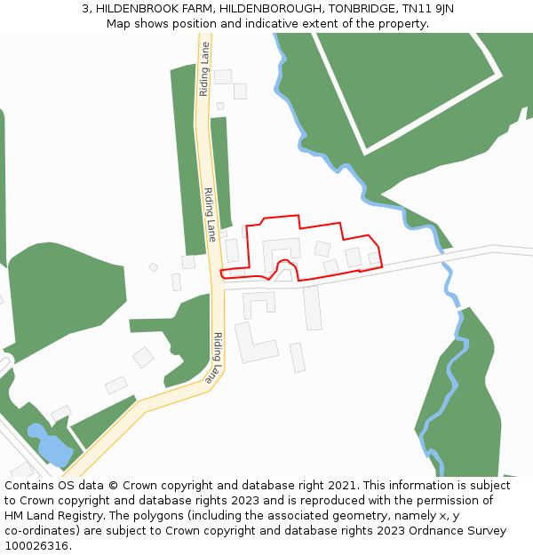 3, HILDENBROOK FARM, HILDENBOROUGH, TONBRIDGE, TN11 9JN: Location map and indicative extent of plot