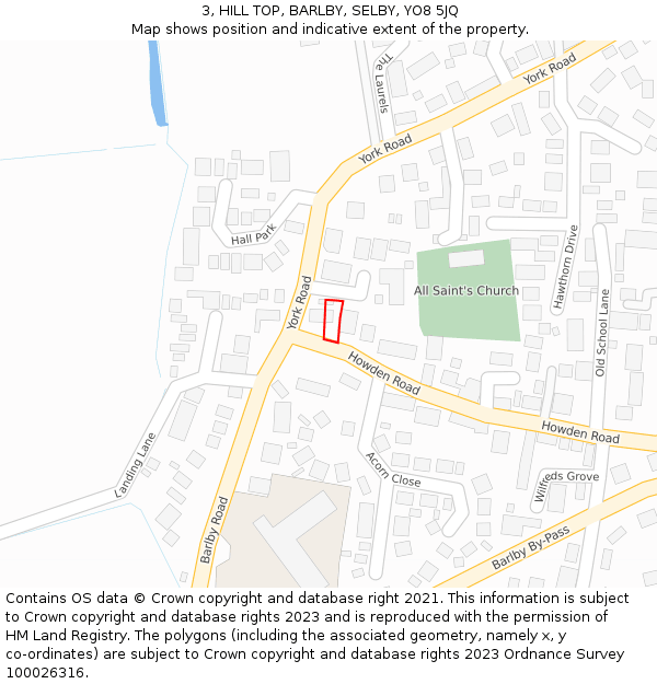 3, HILL TOP, BARLBY, SELBY, YO8 5JQ: Location map and indicative extent of plot