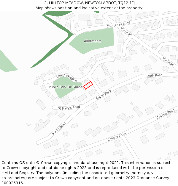 3, HILLTOP MEADOW, NEWTON ABBOT, TQ12 1FJ: Location map and indicative extent of plot
