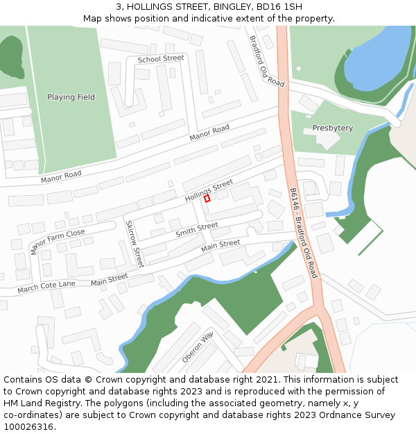 3, HOLLINGS STREET, BINGLEY, BD16 1SH: Location map and indicative extent of plot