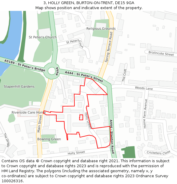 3, HOLLY GREEN, BURTON-ON-TRENT, DE15 9GA: Location map and indicative extent of plot
