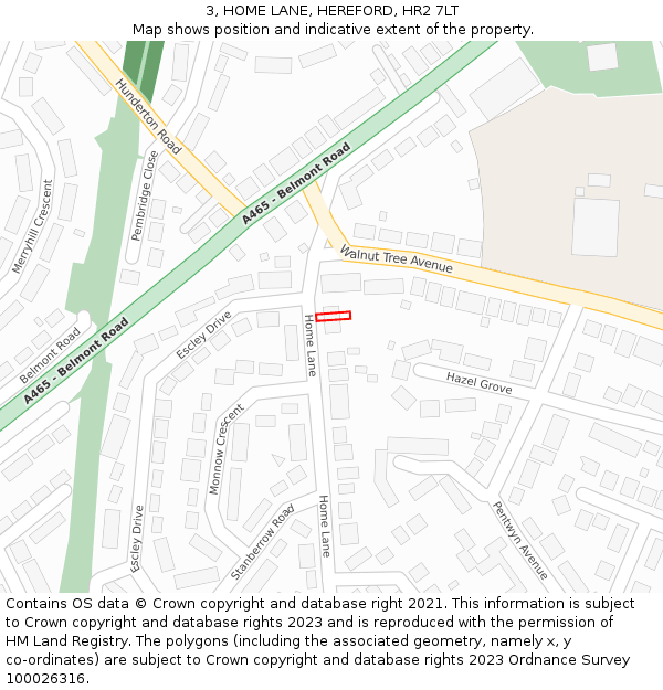 3, HOME LANE, HEREFORD, HR2 7LT: Location map and indicative extent of plot