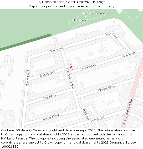 3, HOOD STREET, NORTHAMPTON, NN1 3QT: Location map and indicative extent of plot