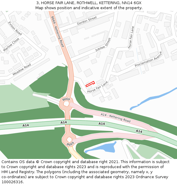 3, HORSE FAIR LANE, ROTHWELL, KETTERING, NN14 6GX: Location map and indicative extent of plot