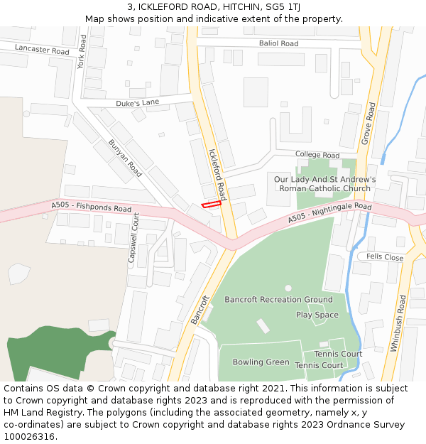 3, ICKLEFORD ROAD, HITCHIN, SG5 1TJ: Location map and indicative extent of plot