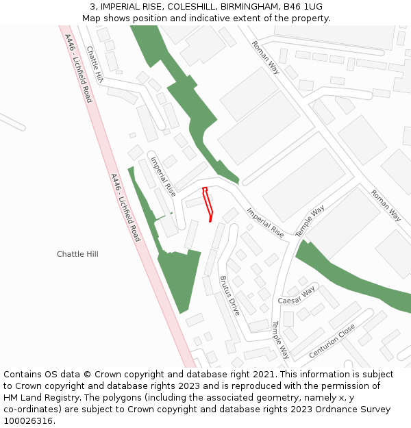 3, IMPERIAL RISE, COLESHILL, BIRMINGHAM, B46 1UG: Location map and indicative extent of plot