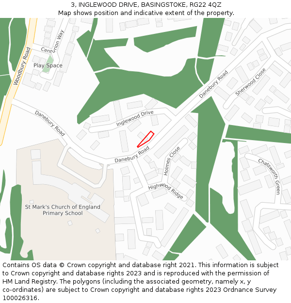 3, INGLEWOOD DRIVE, BASINGSTOKE, RG22 4QZ: Location map and indicative extent of plot