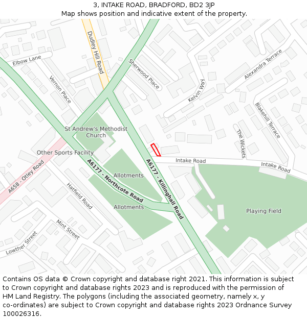 3, INTAKE ROAD, BRADFORD, BD2 3JP: Location map and indicative extent of plot