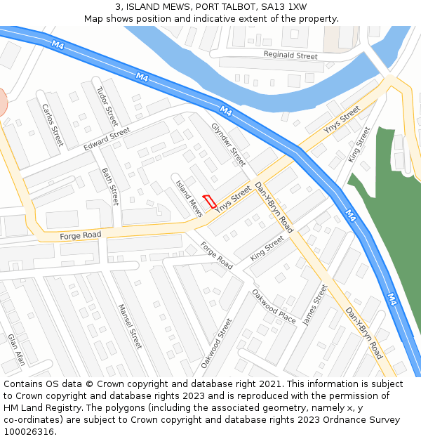 3, ISLAND MEWS, PORT TALBOT, SA13 1XW: Location map and indicative extent of plot