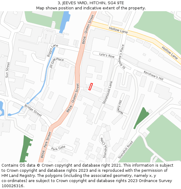 3, JEEVES YARD, HITCHIN, SG4 9TE: Location map and indicative extent of plot