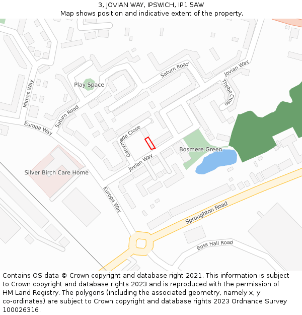 3, JOVIAN WAY, IPSWICH, IP1 5AW: Location map and indicative extent of plot