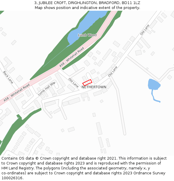 3, JUBILEE CROFT, DRIGHLINGTON, BRADFORD, BD11 1LZ: Location map and indicative extent of plot