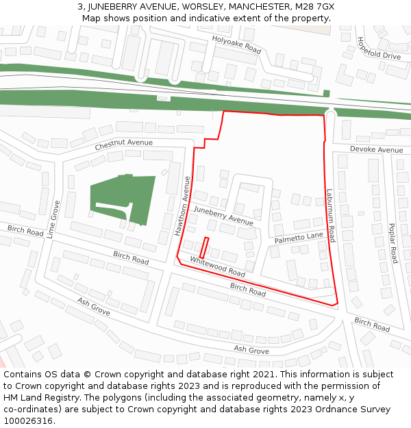 3, JUNEBERRY AVENUE, WORSLEY, MANCHESTER, M28 7GX: Location map and indicative extent of plot