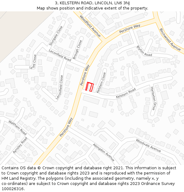 3, KELSTERN ROAD, LINCOLN, LN6 3NJ: Location map and indicative extent of plot