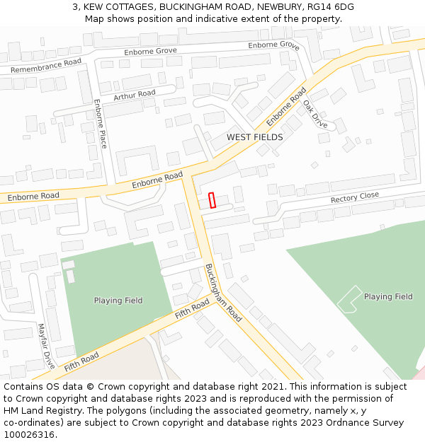 3, KEW COTTAGES, BUCKINGHAM ROAD, NEWBURY, RG14 6DG: Location map and indicative extent of plot