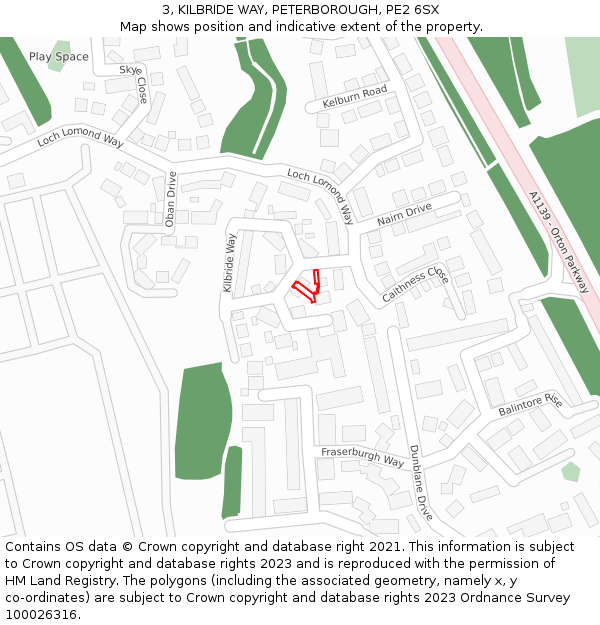 3, KILBRIDE WAY, PETERBOROUGH, PE2 6SX: Location map and indicative extent of plot