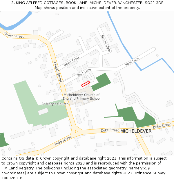 3, KING AELFRED COTTAGES, ROOK LANE, MICHELDEVER, WINCHESTER, SO21 3DE: Location map and indicative extent of plot