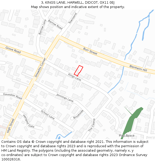 3, KINGS LANE, HARWELL, DIDCOT, OX11 0EJ: Location map and indicative extent of plot