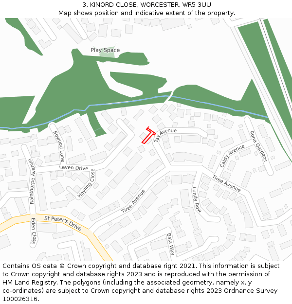 3, KINORD CLOSE, WORCESTER, WR5 3UU: Location map and indicative extent of plot
