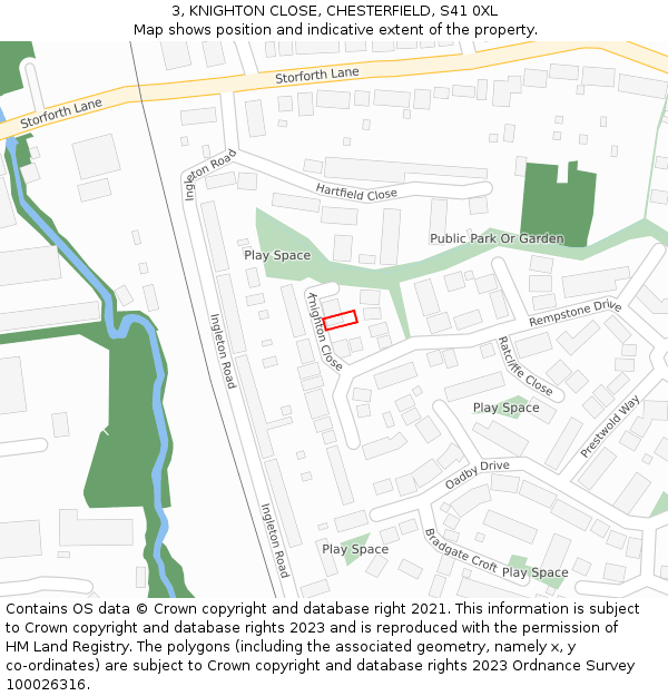 3, KNIGHTON CLOSE, CHESTERFIELD, S41 0XL: Location map and indicative extent of plot