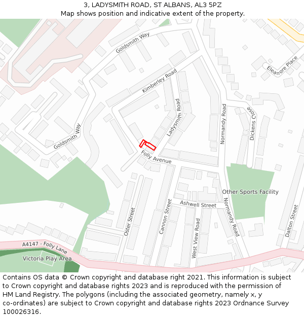 3, LADYSMITH ROAD, ST ALBANS, AL3 5PZ: Location map and indicative extent of plot