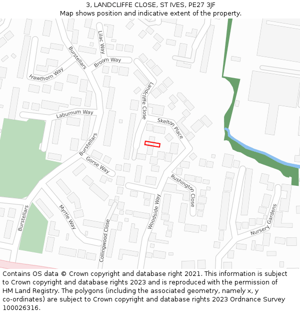 3, LANDCLIFFE CLOSE, ST IVES, PE27 3JF: Location map and indicative extent of plot