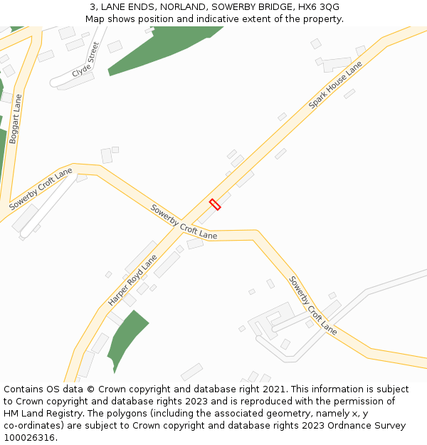 3, LANE ENDS, NORLAND, SOWERBY BRIDGE, HX6 3QG: Location map and indicative extent of plot
