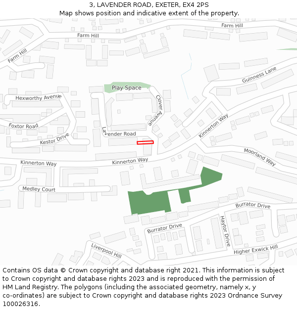 3, LAVENDER ROAD, EXETER, EX4 2PS: Location map and indicative extent of plot