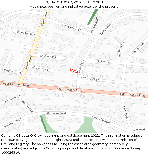 3, LAYTON ROAD, POOLE, BH12 2BH: Location map and indicative extent of plot