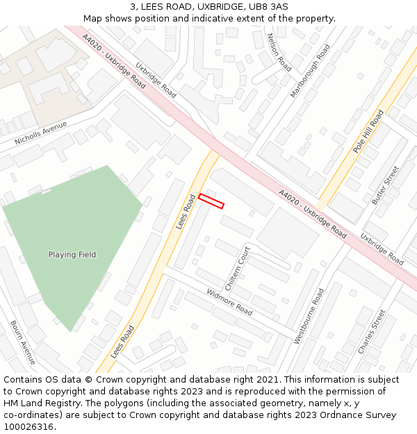 3, LEES ROAD, UXBRIDGE, UB8 3AS: Location map and indicative extent of plot