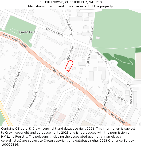 3, LEITH GROVE, CHESTERFIELD, S41 7FG: Location map and indicative extent of plot