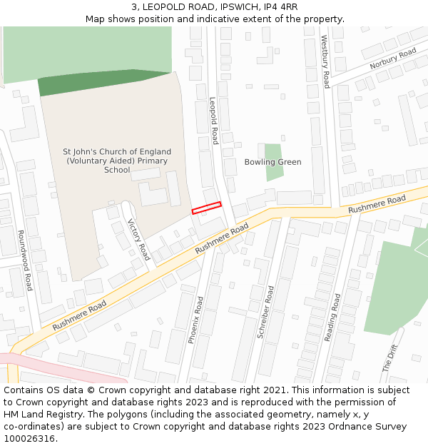 3, LEOPOLD ROAD, IPSWICH, IP4 4RR: Location map and indicative extent of plot