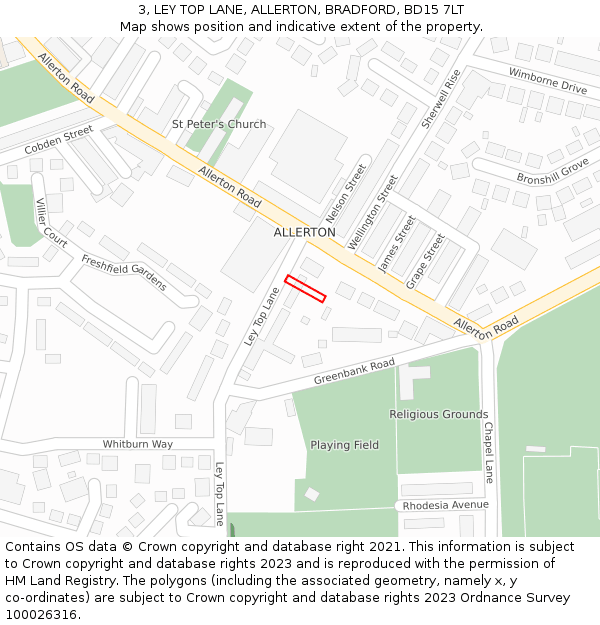 3, LEY TOP LANE, ALLERTON, BRADFORD, BD15 7LT: Location map and indicative extent of plot