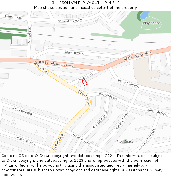 3, LIPSON VALE, PLYMOUTH, PL4 7HE: Location map and indicative extent of plot